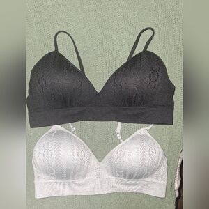 Wonder Nation Black and Gray Lace Bralette Set